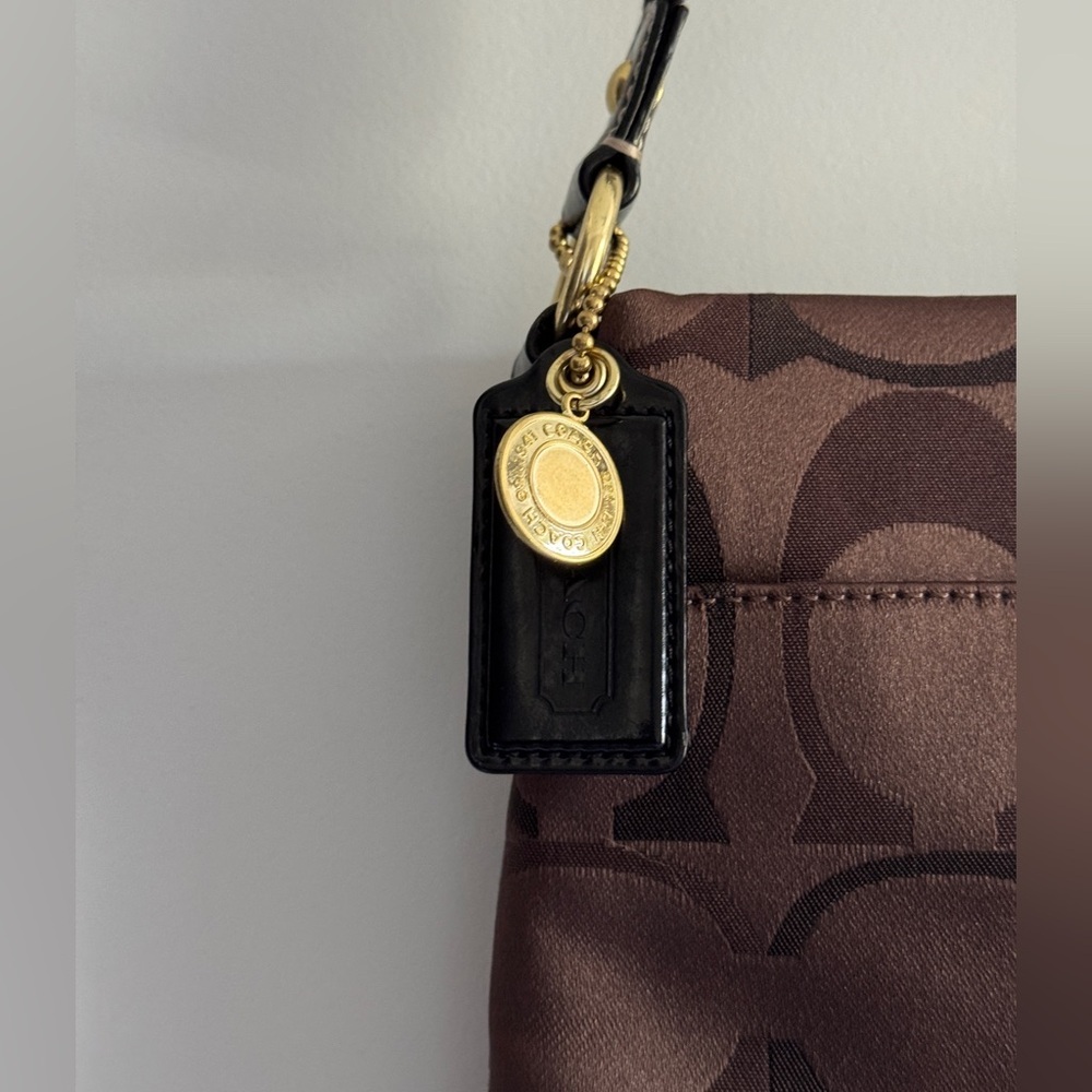 Coach‎ Signature Brown And Black Crossbody Bag With Leather Trim - Picture 6 of 13
